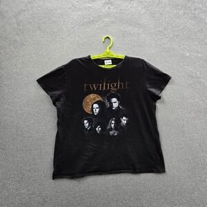 Twilight Saga Women Shirt L Black Graphic Twilight Cast Short Sleeve‎ Logo